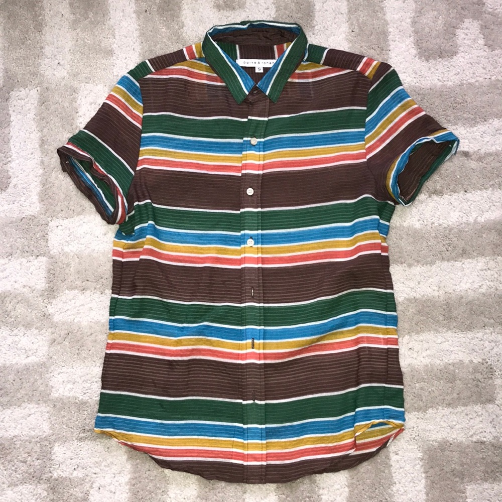 Parke & Ronen, Multi Stripe Yarn Dyed SS Shirt